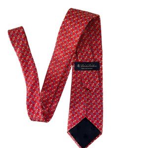 Brooks Brothers Men's Necktie Red White Blue Chain Link Equestrian 100% Silk Tie